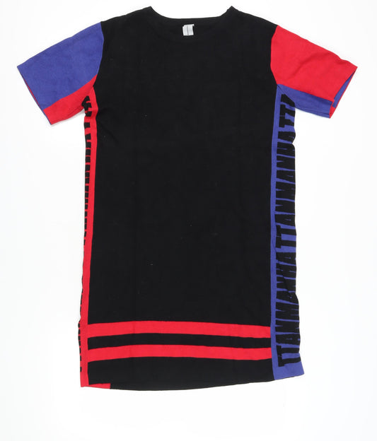 ga ga2ITALY Women's M Black Red Colourblock T-Shirt Dress