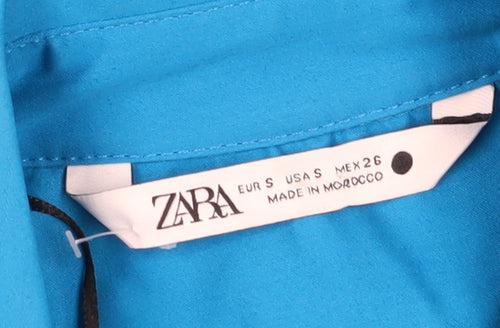 Zara Women's Blue Collared Shirt Dress, Size S