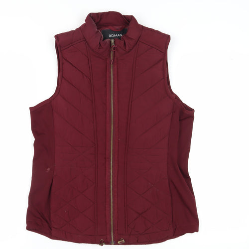 Roman Women's Red Quilted Waistcoat, Size M, Sleeveless