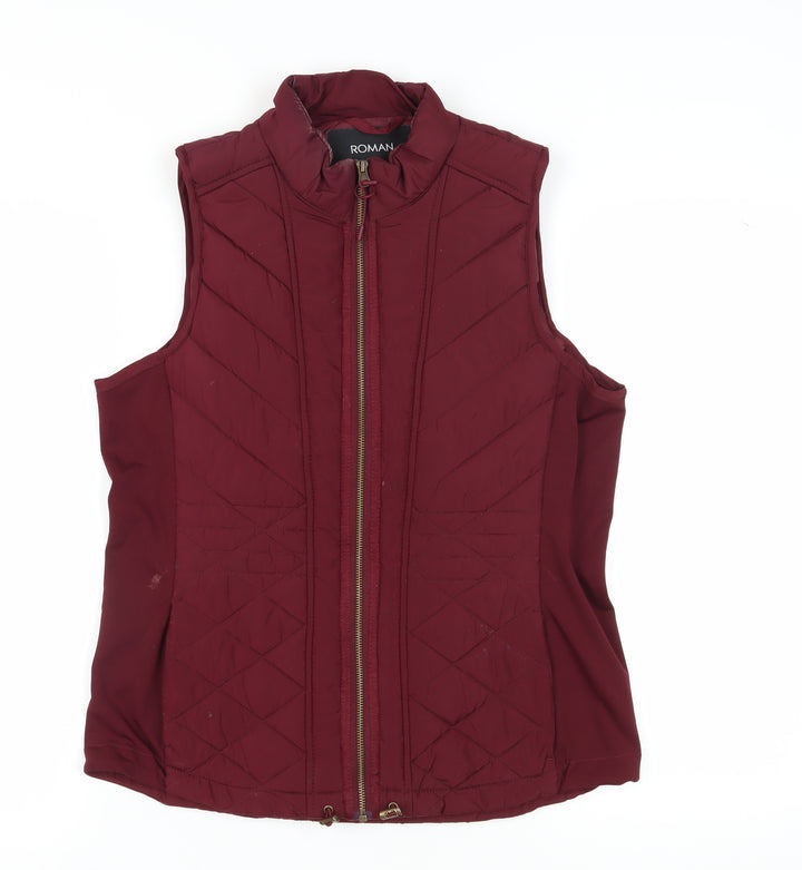 Roman Women's Red Quilted Waistcoat, Size M, Sleeveless