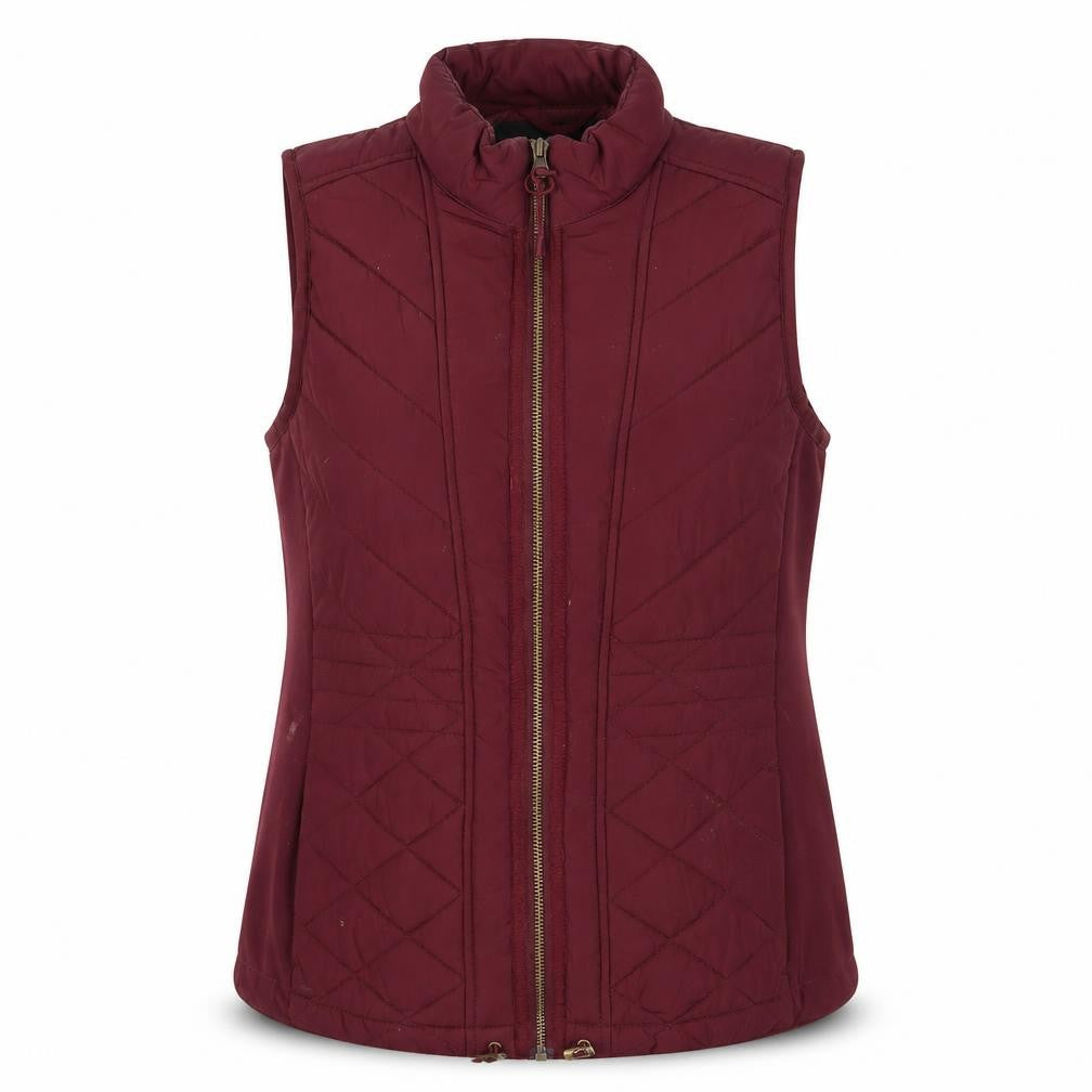 Front view of Roman Women's Red Quilted Waistcoat, size M, Sleeveless