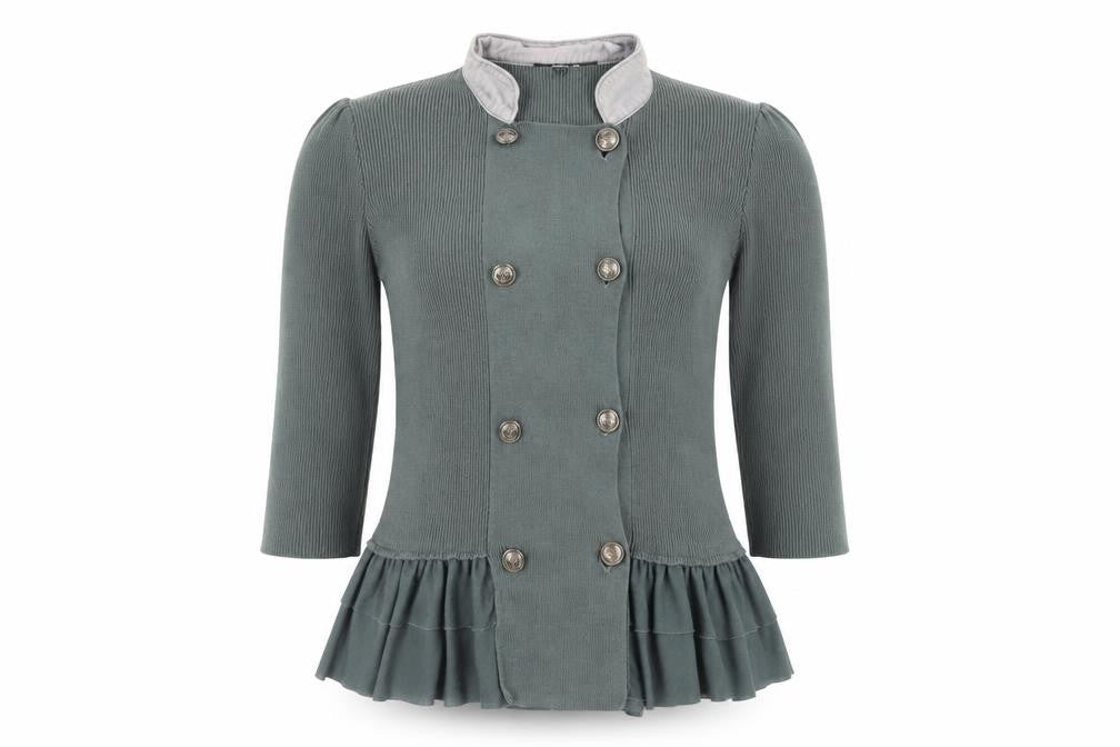 Front view of ASOS Women's Green Cardigan, size 8, Button Accent