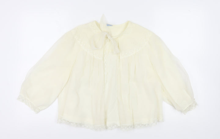 St Michael Women's Ivory 3/4 Sleeve Nylon Blouse