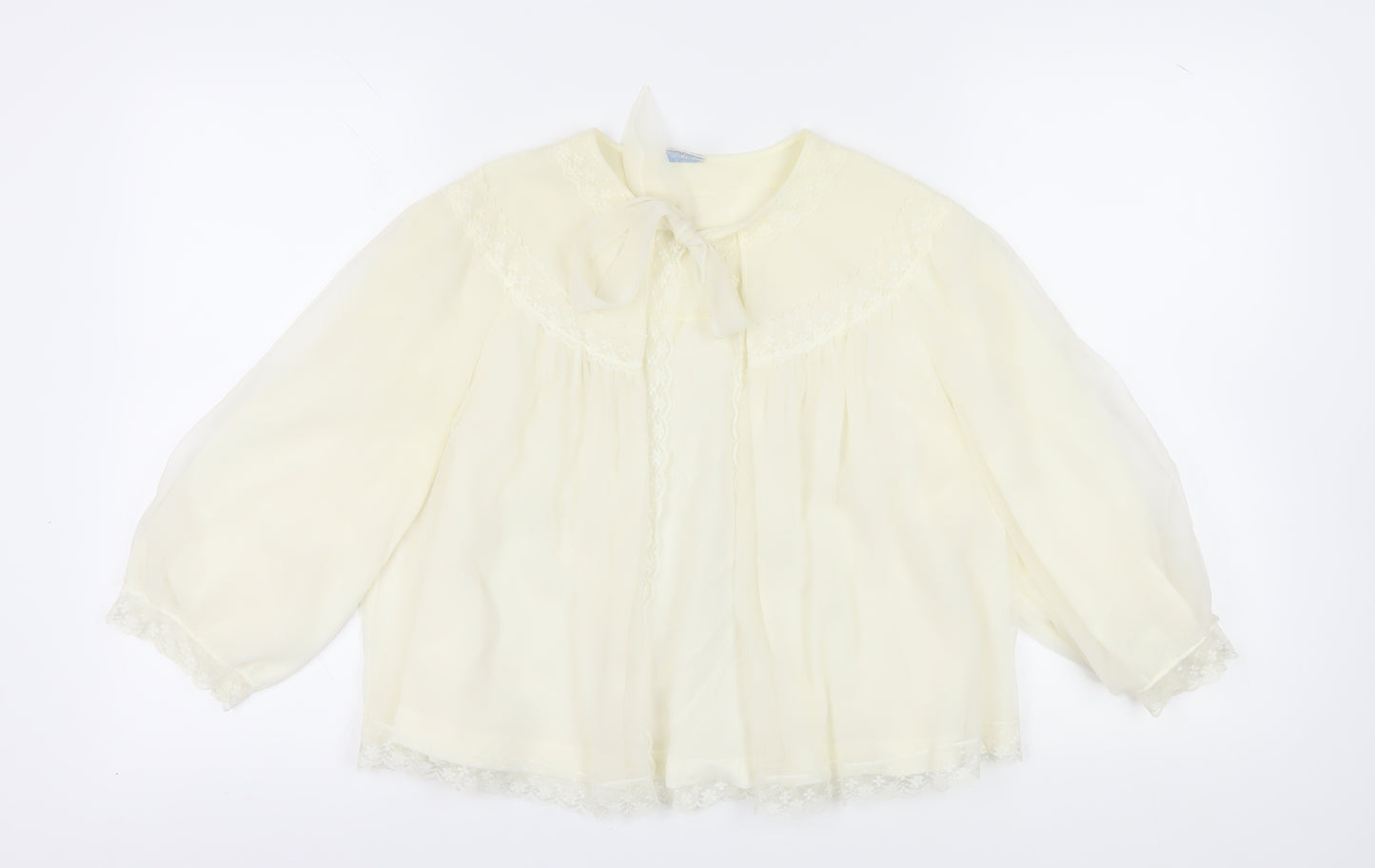 St Michael Women's Ivory 3/4 Sleeve Nylon Blouse