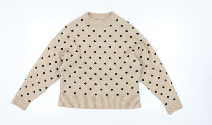 H&M Women's Beige Polka Dot Pullover Jumper S