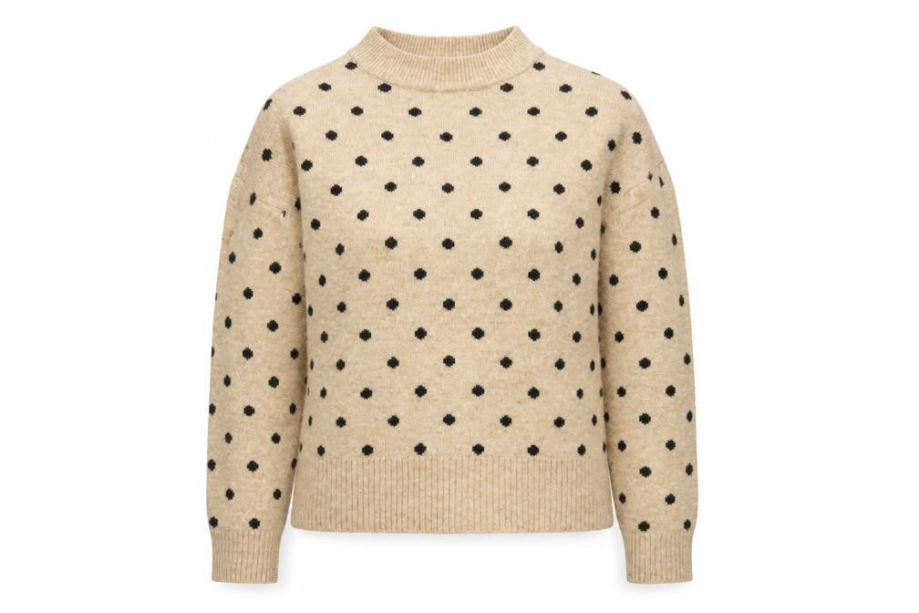 Front view of H&M Women's Beige Polka Dot jumper S
