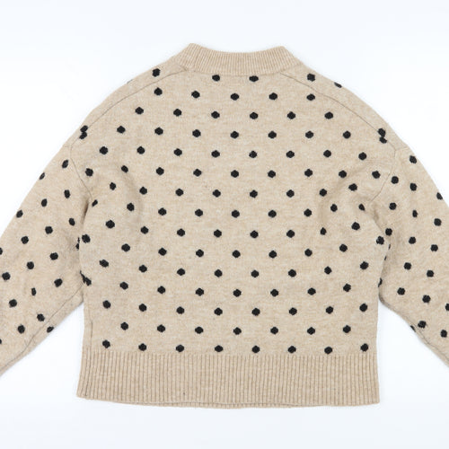 H&M Women's Beige Polka Dot Pullover Jumper S