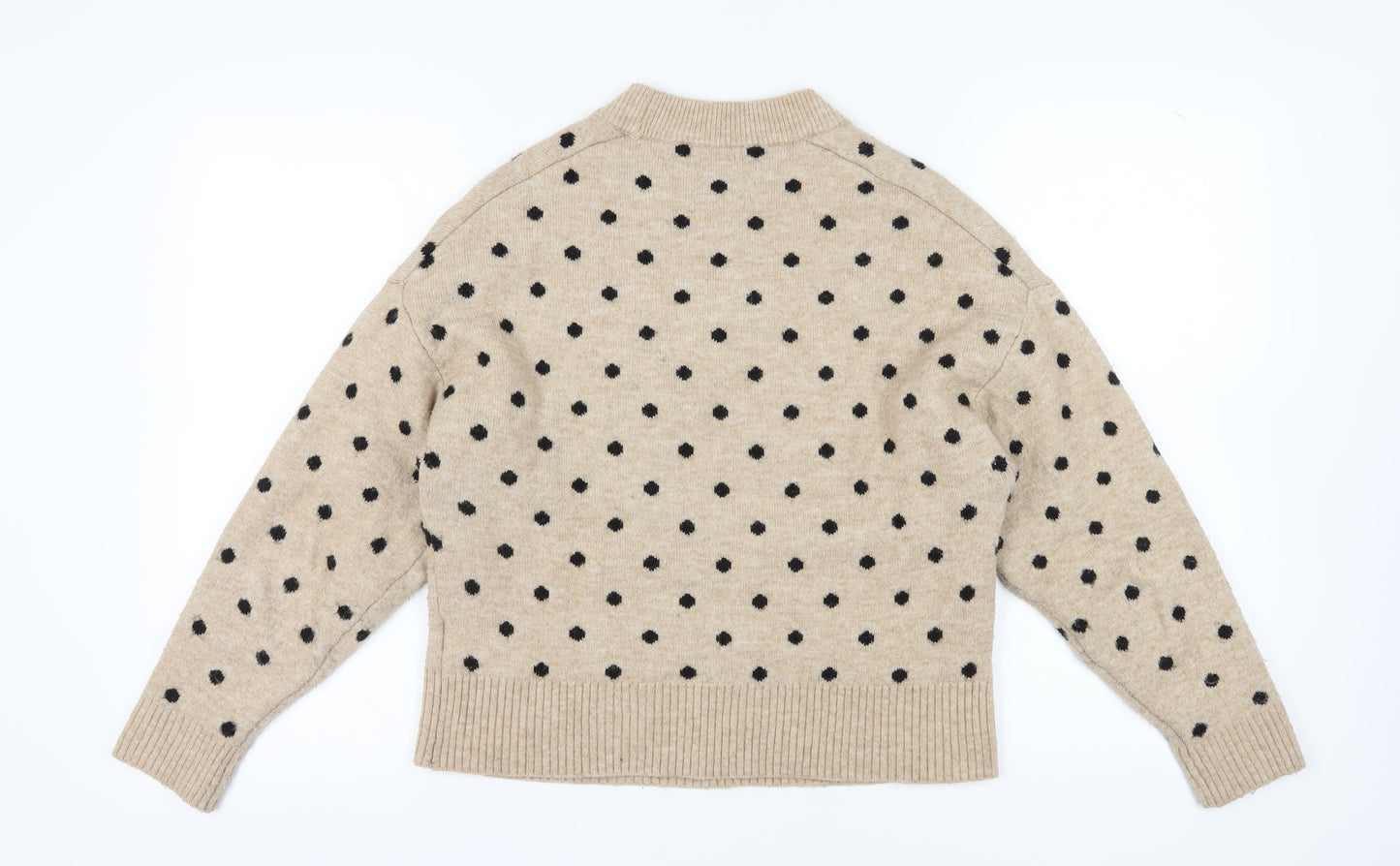 H&M Women's Beige Polka Dot Pullover Jumper S