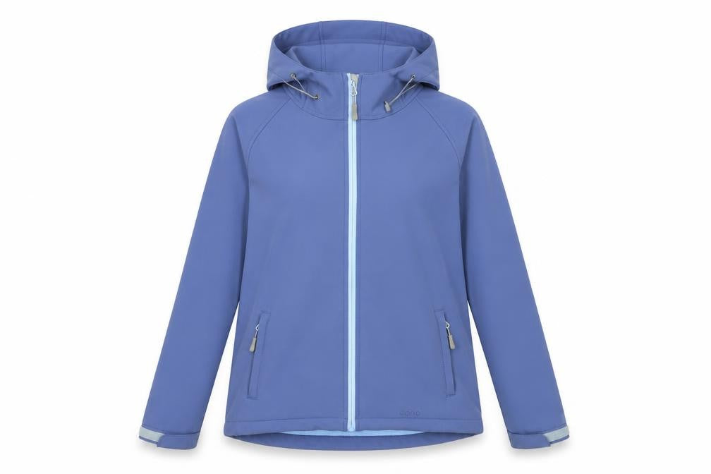 Front view of Eono Women's Blue Hooded Windbreaker Jacket M