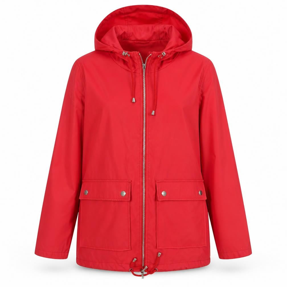 Front view of New Look Women's Red Rain Coat Jacket, size 10