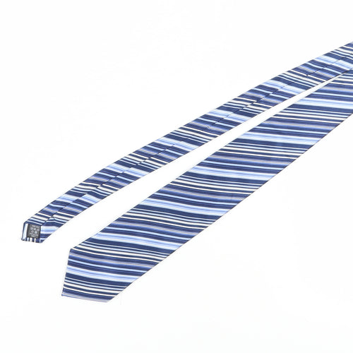 Tom English Men's Blue Striped Silk Designer Tie