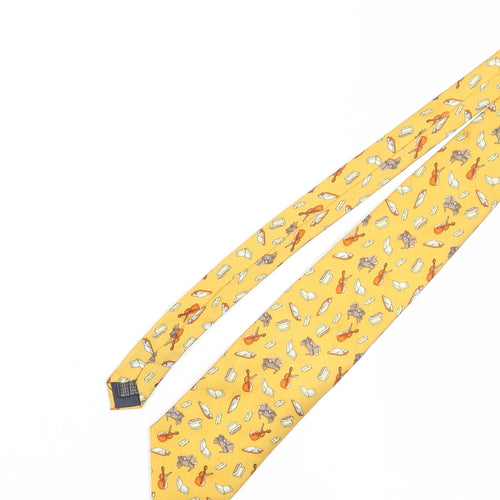 Fabris Venezia Yellow Silk Men's Tie with Music Theme