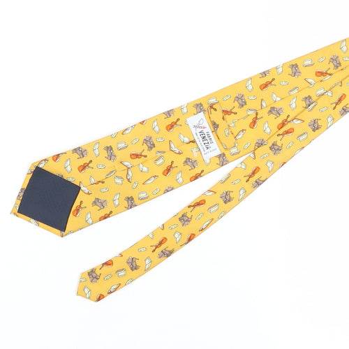 Fabris Venezia Yellow Silk Men's Tie with Music Theme