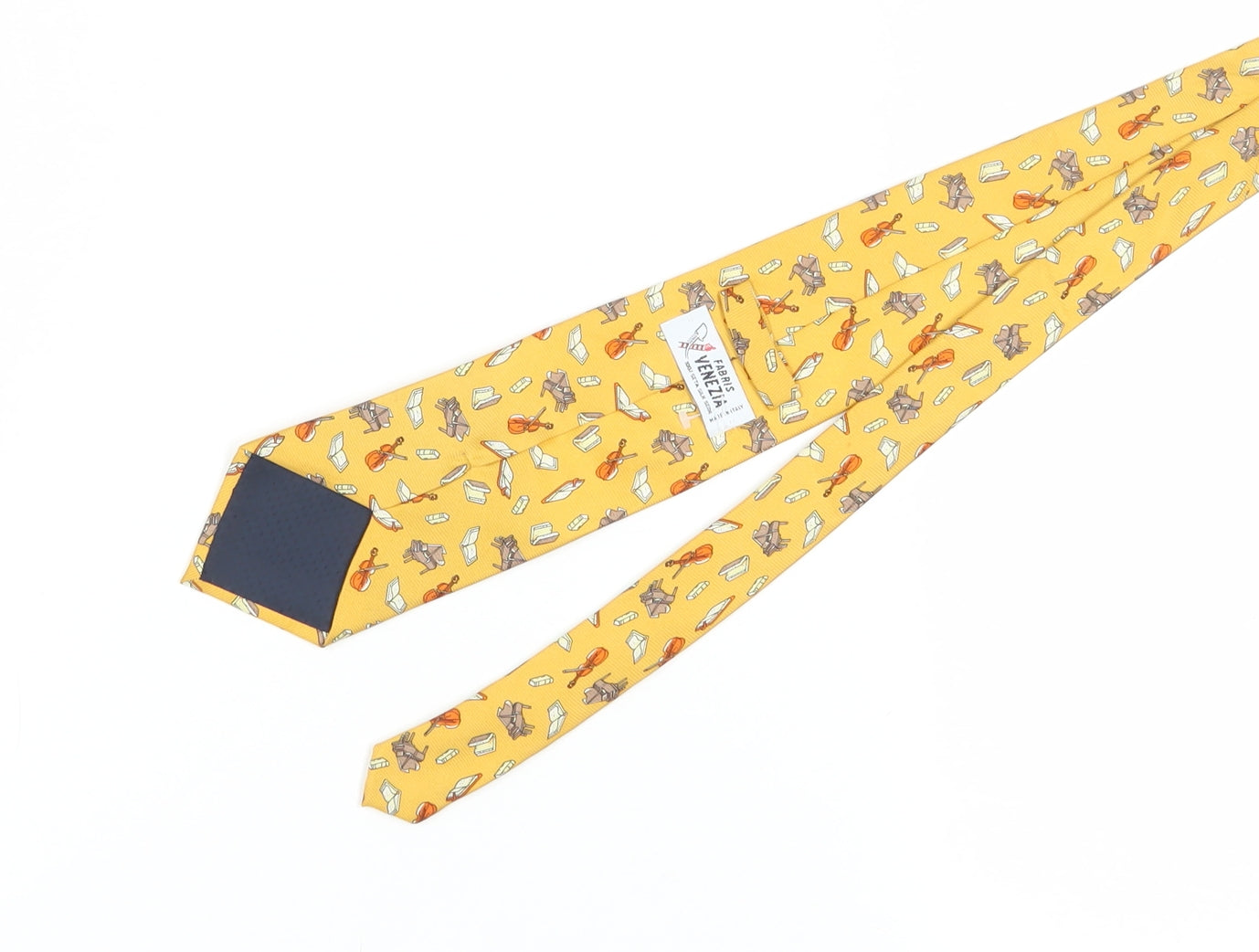 Fabris Venezia Yellow Silk Men's Tie with Music Theme