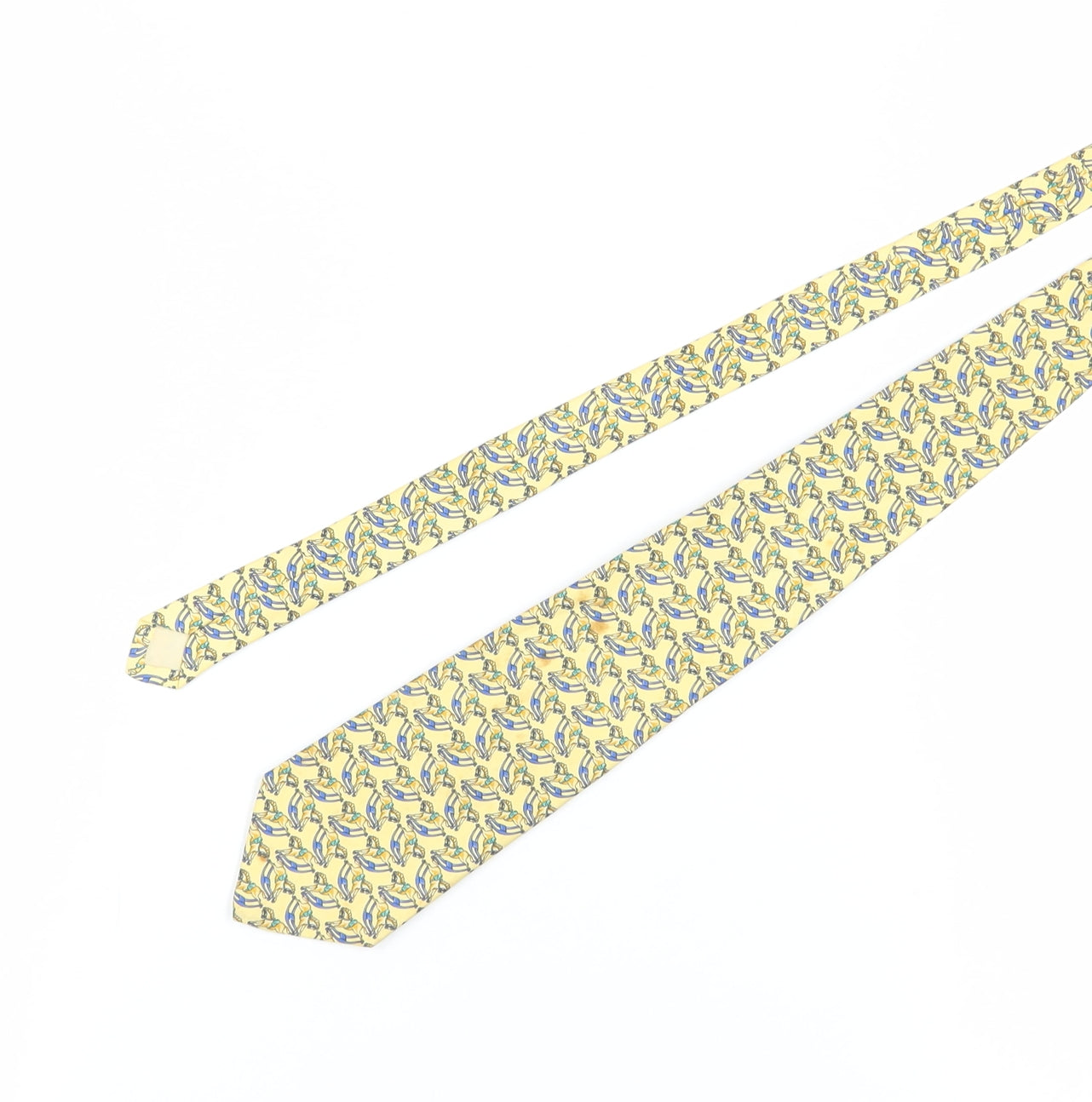 TM Lewin & Sons Men's Yellow Silk Tie with Horse Print