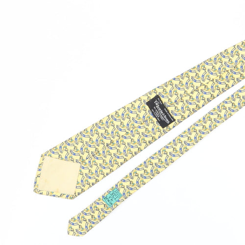 TM Lewin & Sons Men's Yellow Silk Tie with Horse Print