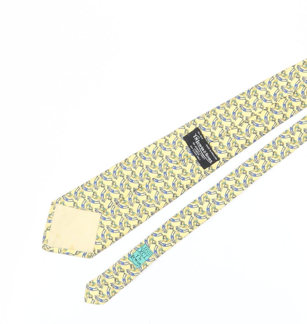 TM Lewin & Sons Men's Yellow Silk Tie with Horse Print