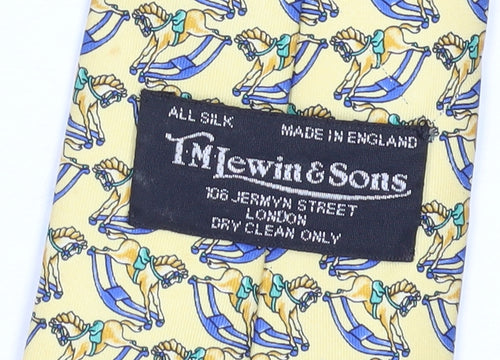 TM Lewin & Sons Men's Yellow Silk Tie with Horse Print