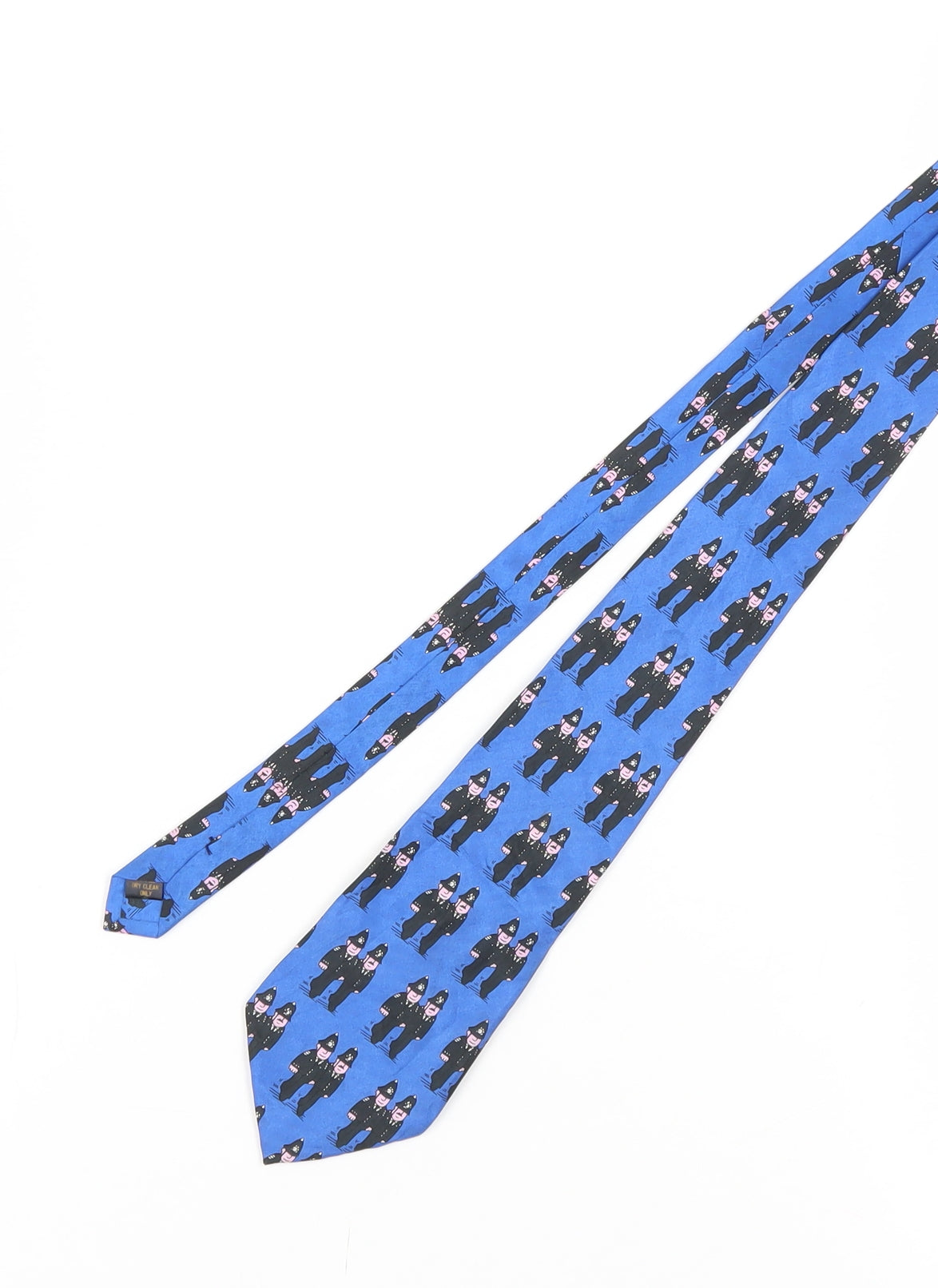 DiCaprio Cartoon Police Silk Tie, Blue, Men, One Size