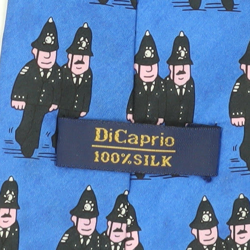 DiCaprio Cartoon Police Silk Tie, Blue, Men, One Size