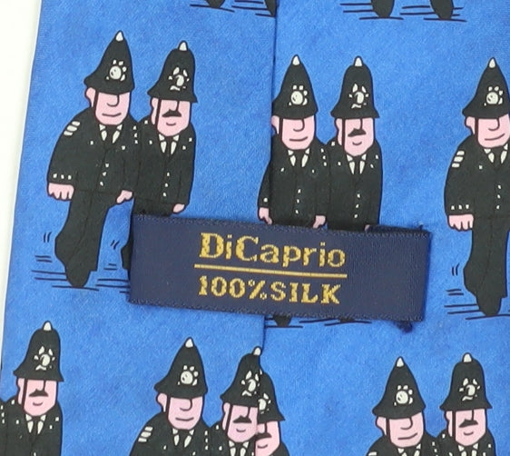 DiCaprio Cartoon Police Silk Tie, Blue, Men, One Size
