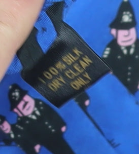 DiCaprio Cartoon Police Silk Tie, Blue, Men, One Size