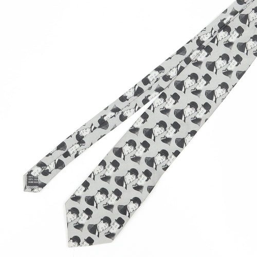 The Tie Studio Men's Grey Silk Geometric Handmade Tie