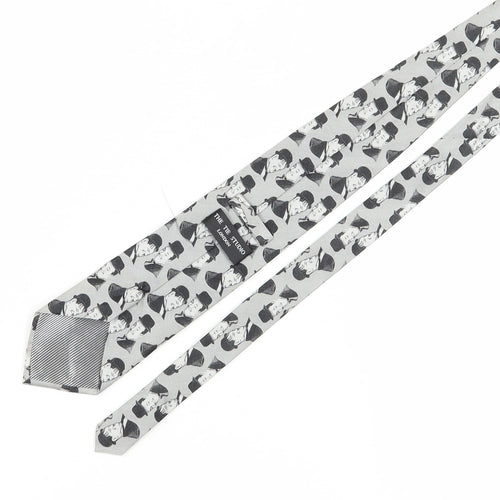 The Tie Studio Men's Grey Silk Geometric Handmade Tie