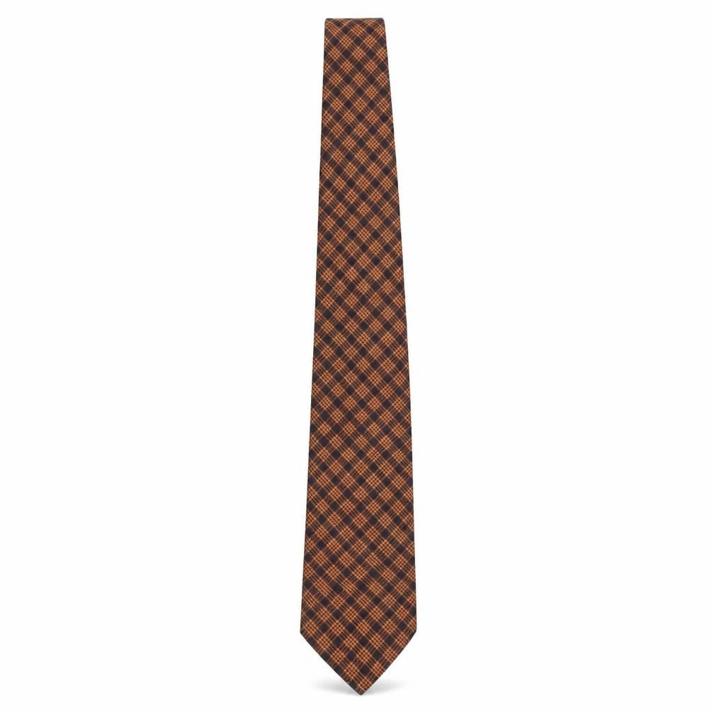 Front view of Altea Brown Check Wool Tie Men’s Excellent Condition