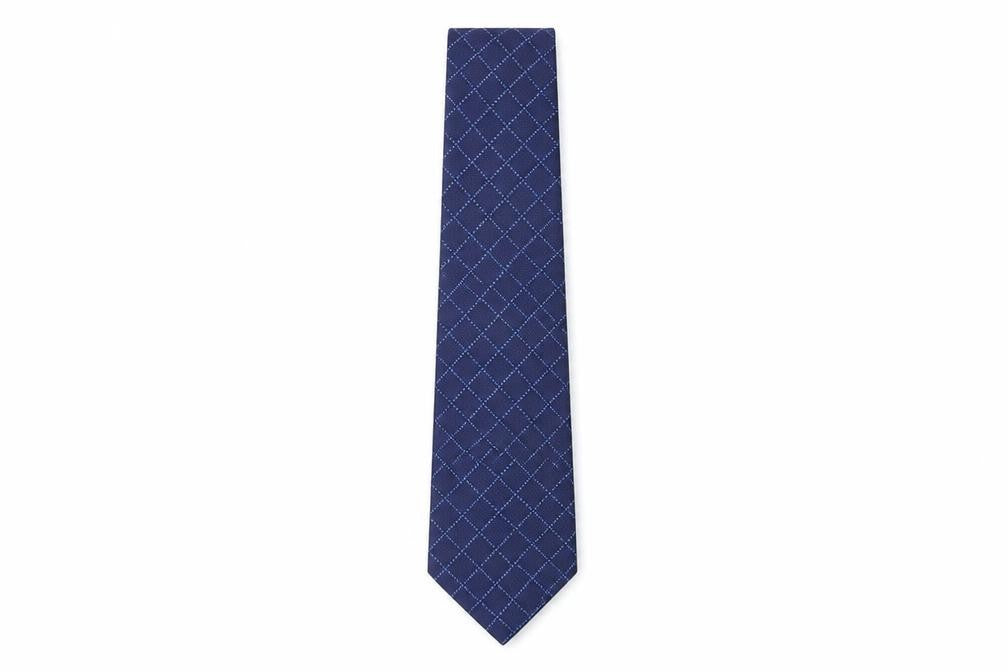 Front view of Moss Men's Blue Plaid Silk Tie