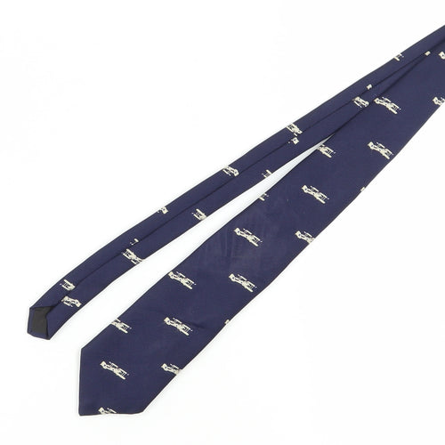 Van Buck Blue Slim Tie with Vehicle Motif for Men