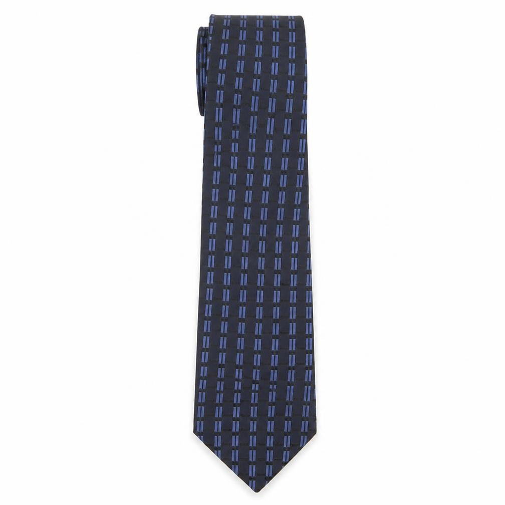 Front view of Van Heusen Men's Blue Geometric Silk Tie