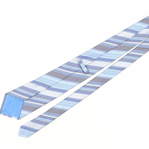 Marks and Spencer Men's Blue Striped Tie, One Size