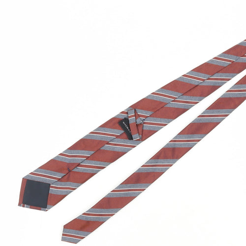 Michaelis Men's Red & Silver Striped Slim Silk Tie