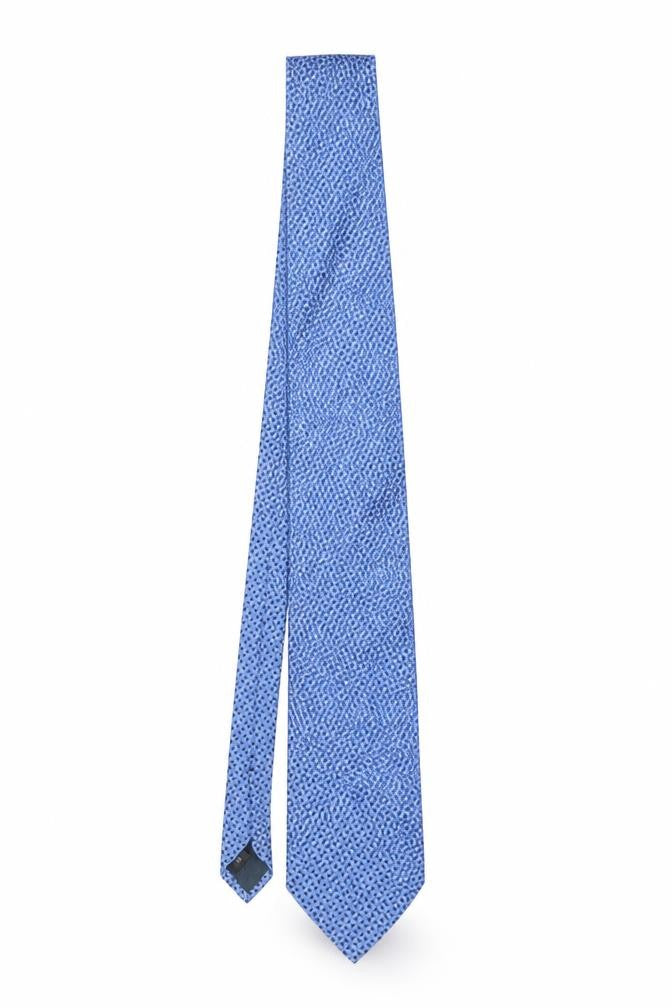 Front view of Pierre Cardin Men's Blue Geometric Silk Tie