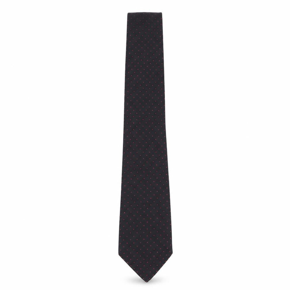Front view of Jonelle Men's Black Silk Polka Dot Tie