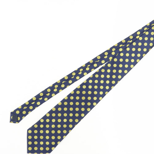 KAILONG Men's Blue Silk Polka Dot Slim Tie