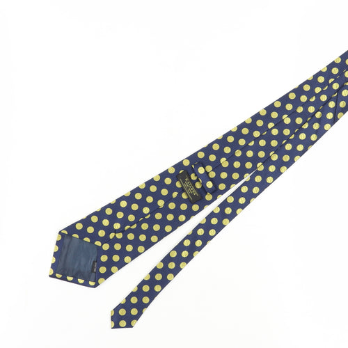 KAILONG Men's Blue Silk Polka Dot Slim Tie
