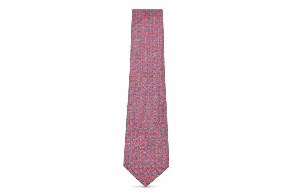 Front view of Hackett Men's Multicoloured Geometric Silk Tie