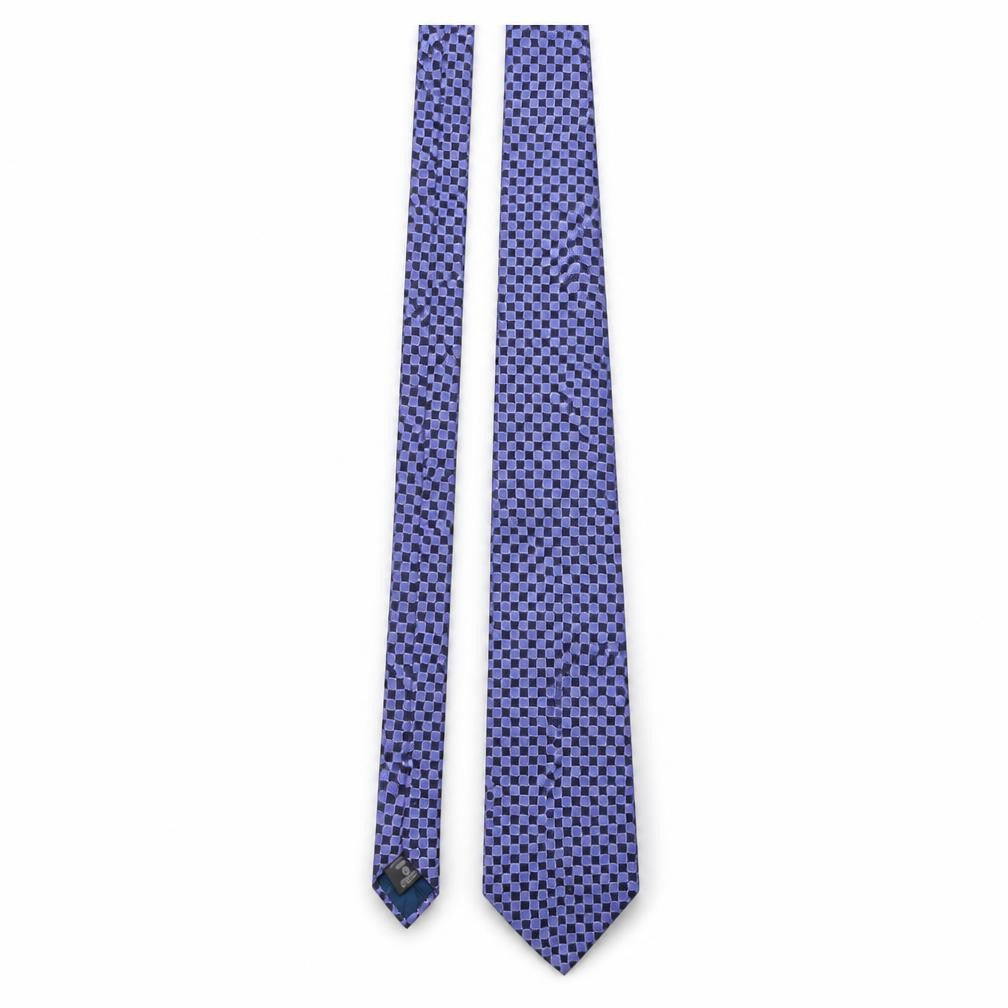 Front view of Next Men's Purple Geometric Silk Designer Tie