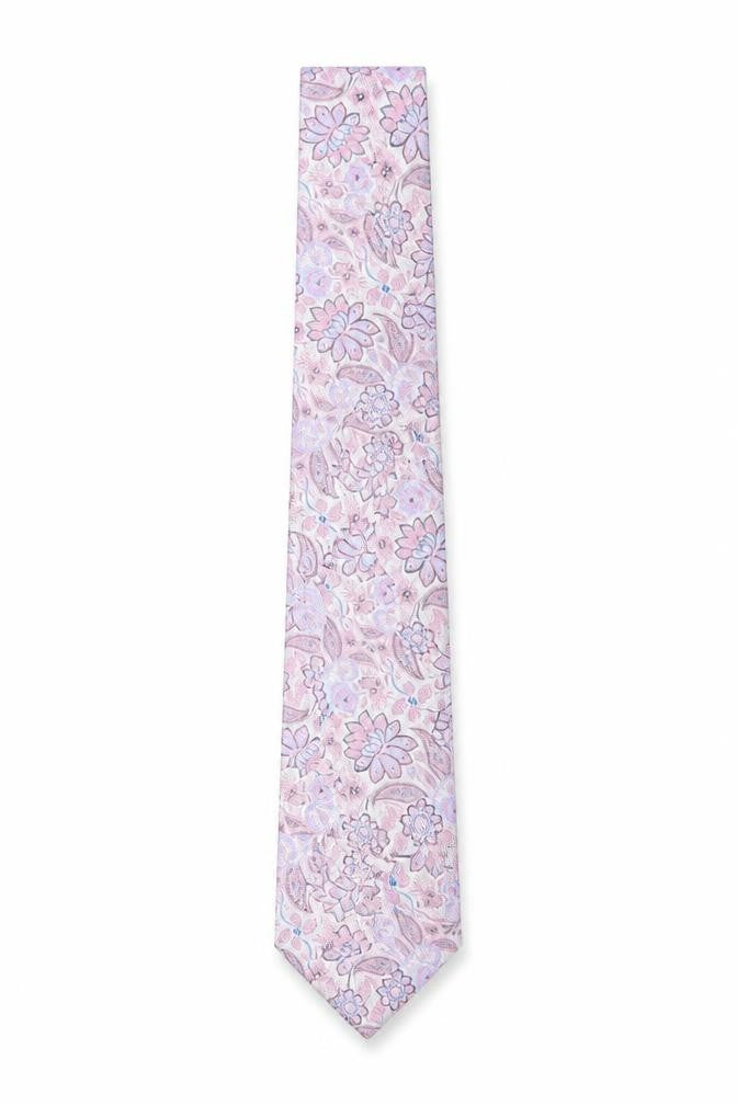 Front view of Charlton Gray Men's Pink Floral Tie
