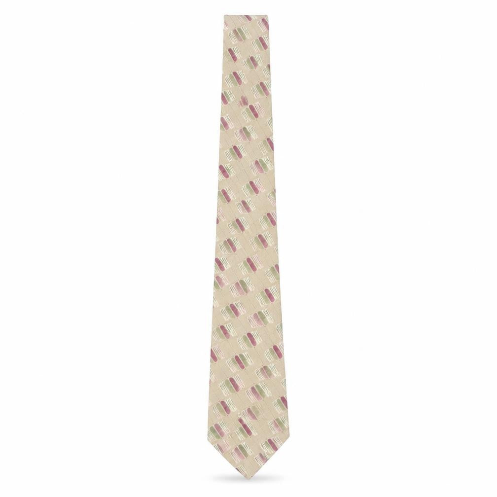 Front view of Hardy Amies Men's Beige Silk Geometric Tie