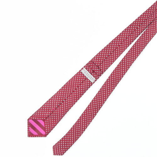 Alexandre of England Red Geometric Silk Tie for Men