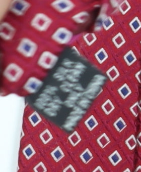 Alexandre of England Red Geometric Silk Tie for Men