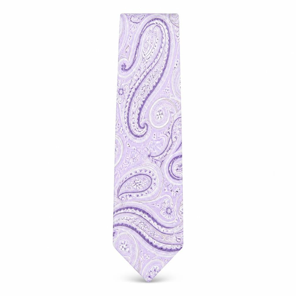 Front view of Milan Men's Purple Silk Paisley Tie
