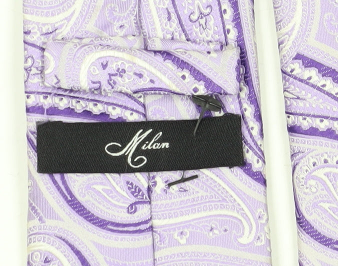 Milan Men's Purple Silk Paisley Tie