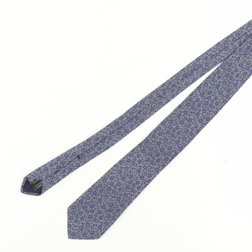 Massimo Dutti Men's Blue Floral Silk Tie