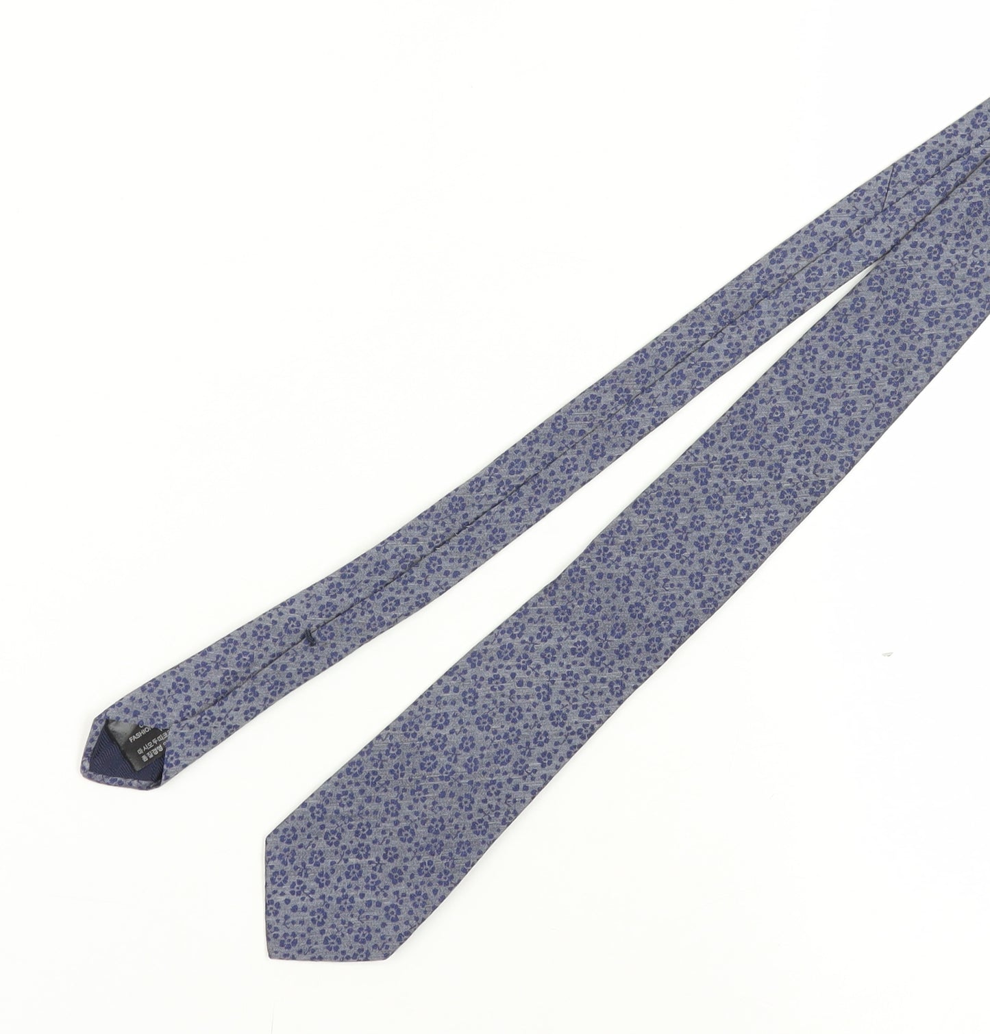 Massimo Dutti Men's Blue Floral Silk Tie