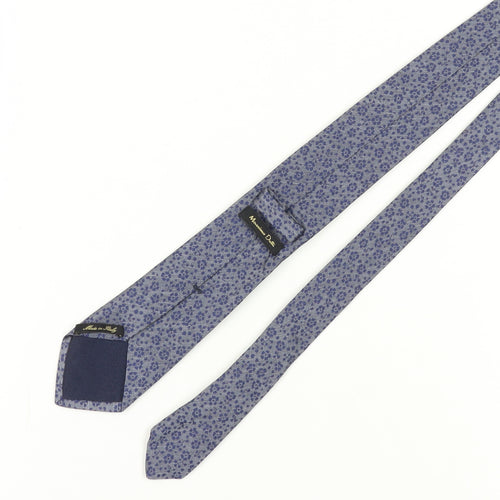 Massimo Dutti Men's Blue Floral Silk Tie