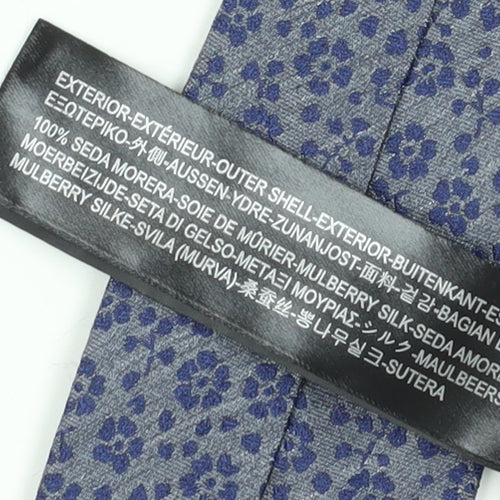 Massimo Dutti Men's Blue Floral Silk Tie